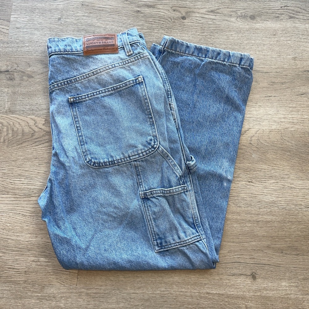 Lucky Brand Straight Leg Carpenter Jeans Men's Size 34x28 Light Blue Wash Work